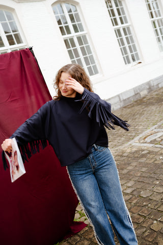 POLLY SWEATER FRINGE NAVY