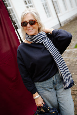 OTIS OFF SHOULDER SWEATER NAVY