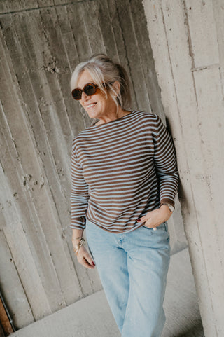 AMELIA CASHMERE KNIT STRIPES BROWN/BLUE