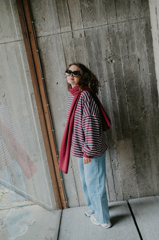 ADAM SWEATER STRIPES BURGUNDY/GREY