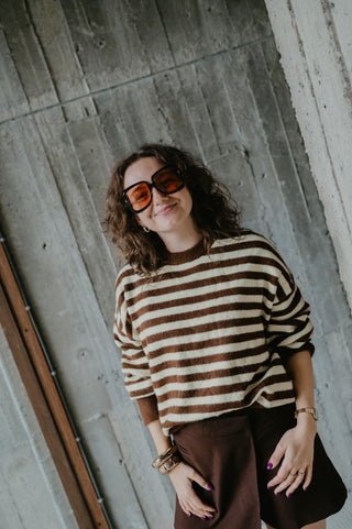 VINCE KNIT STRIPES BROWN/YELLOW