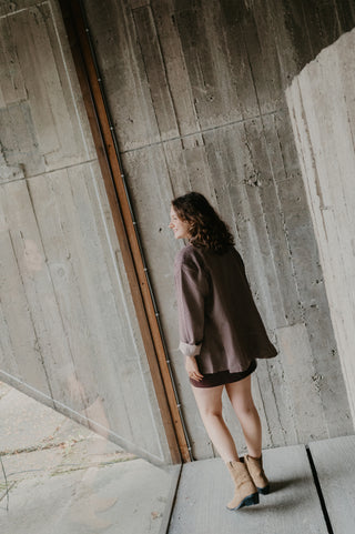 YARA CHECKERED BLAZER BURGUNDY
