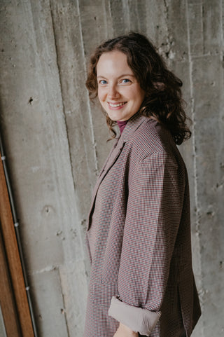 YARA CHECKERED BLAZER BURGUNDY