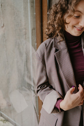 YARA CHECKERED BLAZER BURGUNDY