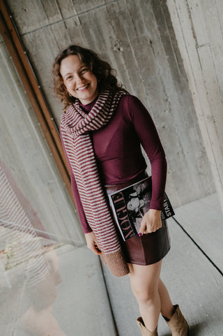 NINA SCARF STRIPES BURGUNDY