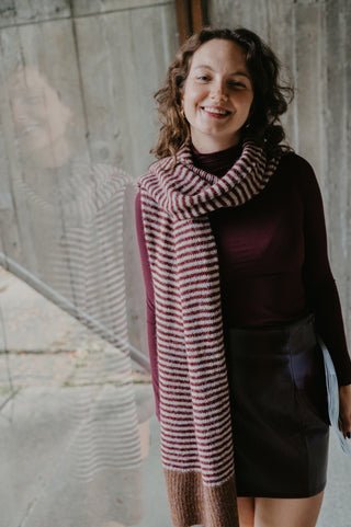 NINA SCARF STRIPES BURGUNDY