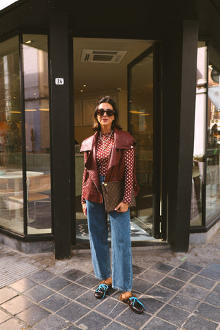 MILO SLEEVELESS LEATHER JACKET BURGUNDY