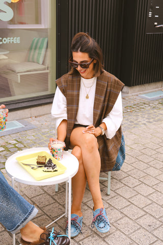REMI SLEEVELESS BLAZER VICHY BROWN