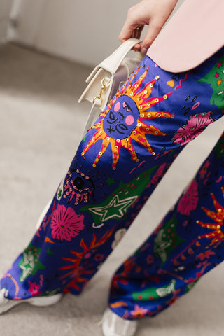 EDITH PRINTED TROUSERS BLUE