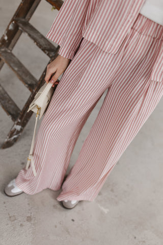 NELLIE STRIPED TROUSERS PINK / WHITE
