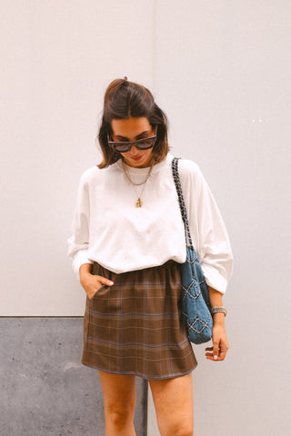 REMI SKIRT VICHY BROWN