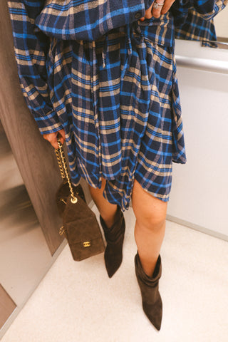 LIVIA CHECKED SKIRT BLUE/NAVY
