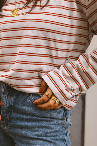 CLEO LONGSLEEVE STRIPES GREY/RED
