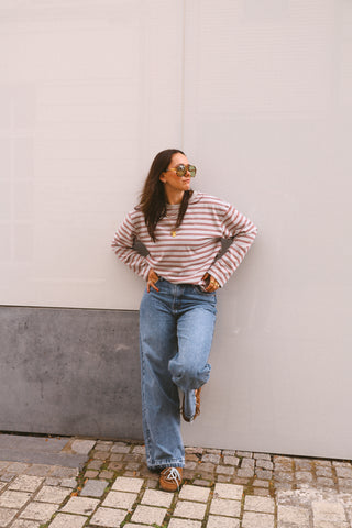 CLEO LONGSLEEVE STRIPES GREY/RED