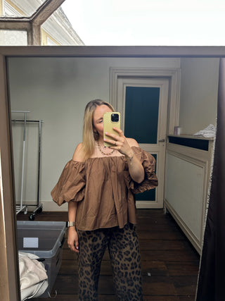 ARCHIVE SALE TREASURE OFF SHOULDER BLOUSE BROWN