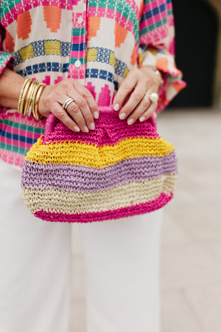 STRIPES CLUTCH PINK