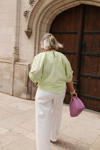 BORIS VICHY BLOUSE GREEN/WHITE