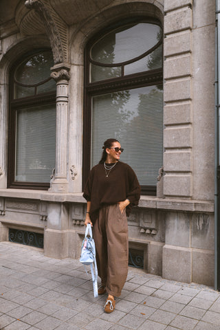 PREORDER - EMMA VICHY TROUSERS BEIGE/BROWN