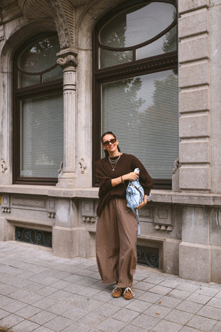 PREORDER - EMMA VICHY TROUSERS BEIGE/BROWN