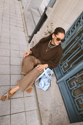 PREORDER - EMMA VICHY TROUSERS BEIGE/BROWN
