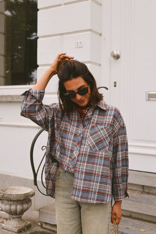 LOVA BLOUSE BLUE/RED