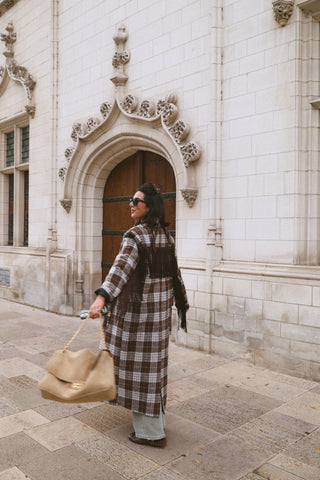 FALLON LONGE FRINGE COAT BROWN
