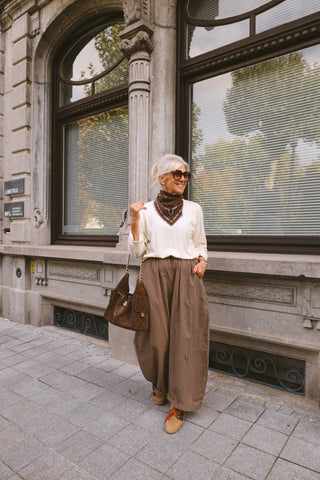 PREORDER - EMMA VICHY TROUSERS BEIGE/BROWN