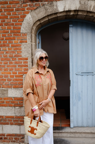 SOFIE BLOUSE PALMTREE CAMEL