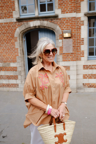 SOFIE BLOUSE PALMTREE CAMEL