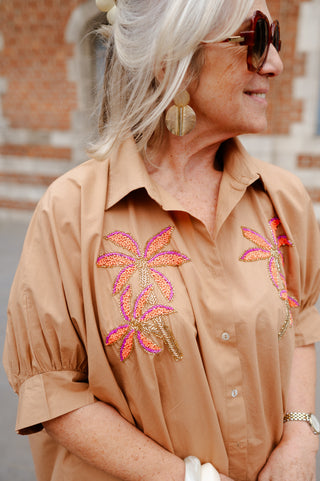 SOFIE BLOUSE PALMTREE CAMEL