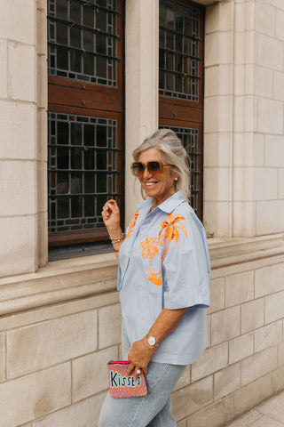 INDIE BLOUSE BLUE/ORANGE