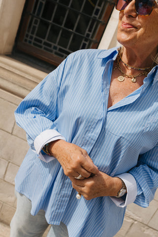 POPPY BLOUSE BLUE/WHITE