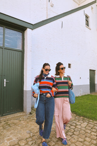 BLAIR STRIPED POLO PINK/GREEN/NAVY