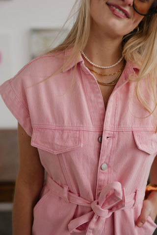 JUNO JEANS JUMPSUIT PINK