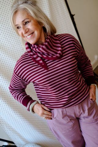 JENNA KNIT BANDANA BURGUNDY/PINK