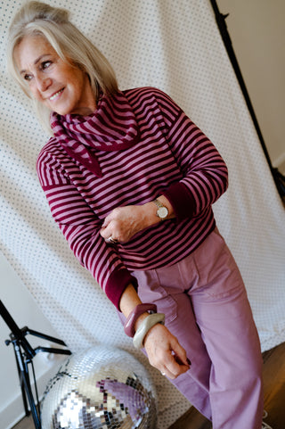 JENNA KNIT BANDANA BURGUNDY/PINK