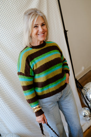 EDDY KNIT STRIPES BROWN/GREEN/BLUE