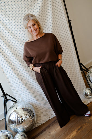 OTIS OFF SHOULDER SWEATER BROWN