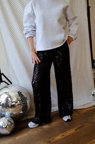 CAMILA SEQUIN TROUSERS BLACK
