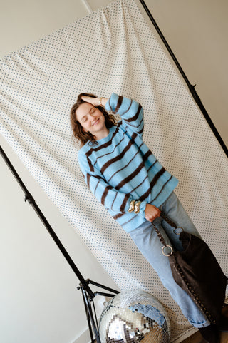 OLGA KNIT STRIPES BROWN/BLUE