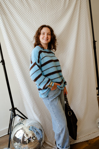 OLGA KNIT STRIPES BROWN/BLUE