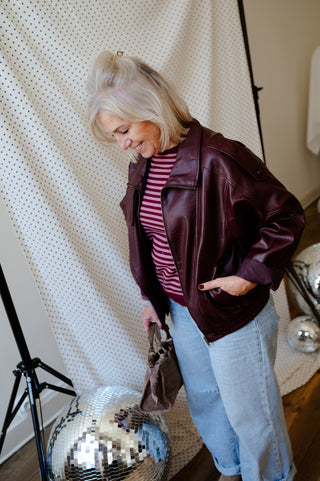 REMY LEATHER JACKET BURGUNDY