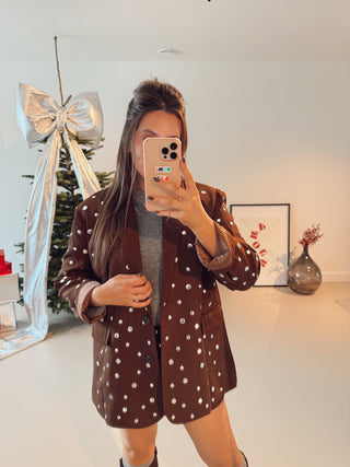 KELLY BLAZER BROWN STUDS