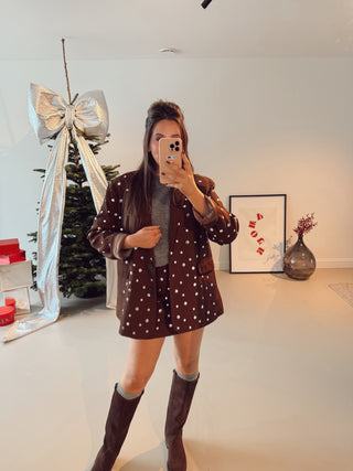 KELLY BLAZER BROWN STUDS