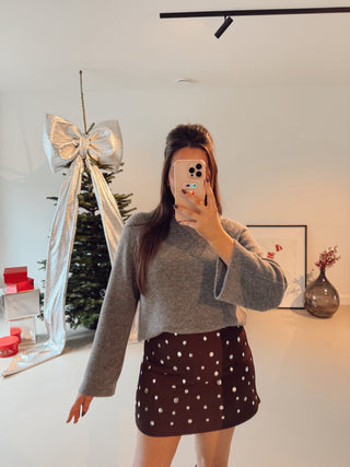 KELLY SKORT BROWN STUDS