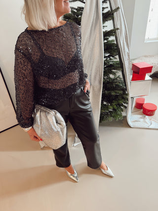 YUNA LEATHER TROUSERS BLACK