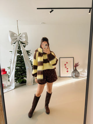 OLIVIA SEQUIN SHORT BROWN