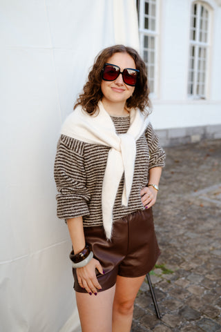 ALICE LEATHER SHORT BROWN