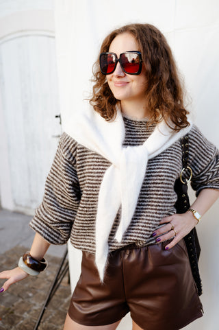 MAEVE KNIT STRIPES BROWN