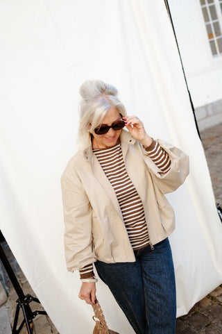 AMELIA CASHMERE KNIT STRIPES BROWN